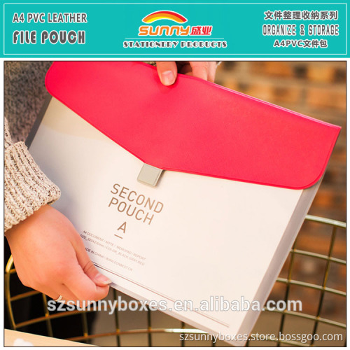 A4 PVC Leather File Pouch Folder With 2 Pockets